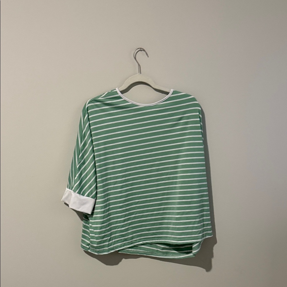 SHEIN Mint and White Striped Tee